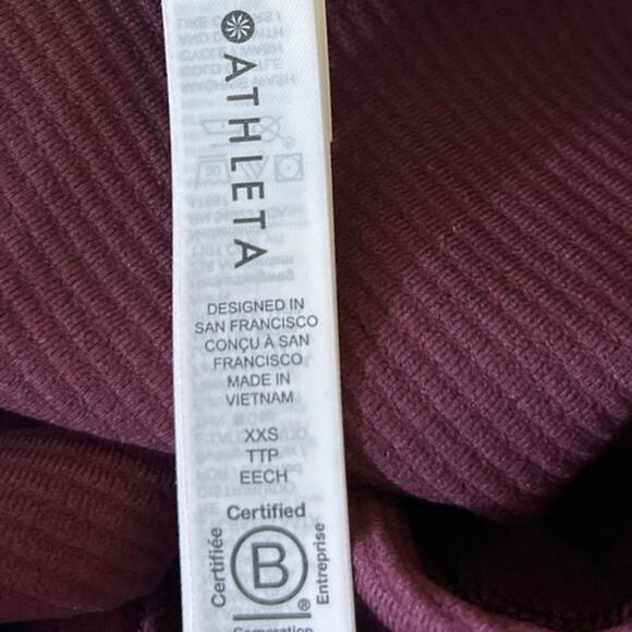 Athleta Alicia Keys Goddess Red Rib Long Sleeve Zip Up Bodysuit Jumpsuit XXS - Picture 9 of 11